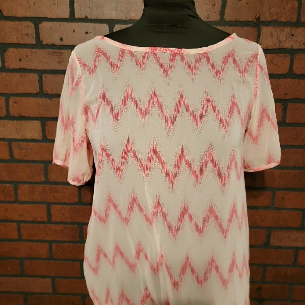 Vision Sheer Top with Back Bow detail.  Coral and Peach